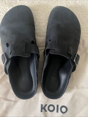 NWOT KOIO Women’s Black Slip-On Italian Leather Mule Shoes, Size 7.5-8, EU38